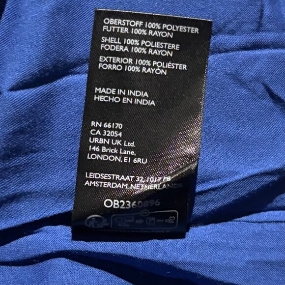 Anthropologie Long-Sleeve Ruffled Asymmetric Midi Dress Size S Blue - Picture 6 of 6